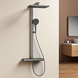 EMKE Duschsystem mit Thermostat – 36 x 24 cm Regendusche mit Armatur,...