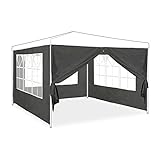 Relaxdays Seitenwand für Pavillon, 4er Set, 2x3 m, Seitenteile mit Fenster...