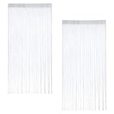 EXIN DEHCEN 2 Stück Fadengardinen Weiß Set, 100 x 200cm Fadenvorhänge,...