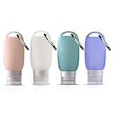 4 Stück 60ml Silikon Reiseflaschen Set, Nachfüllbare Reisebehälter...