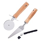 Premium Pizzaschneider und Pizzaschaufel- Pizzaroller aus Edelstahl -...
