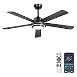Ohniyou 52 Zoll (132cm) Deckenventilator mit Licht und Fernbedienung, 6...