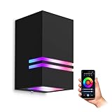 SSC-LUXon JOVO-S Wandleuchte schwarz GU10 IP44 mit Smart WiFi RGB LED...