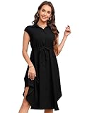 KOJOOIN Kleid Damen Sommer Kurzarm Blusenkleid Elegant Wickelkleid Revers...