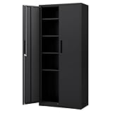 Aktenschrank, Mehrzweckschrank abschließbar mit 4 verstellbaren Ablagen &...