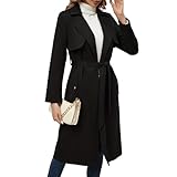 OBEEII Damen Trenchcoat Lange Mantel Mode Herbst Winter Faux Wildleder...