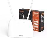 Tenda 4G07 4G LTE WLAN Router für SIM-Karten (CAT4, AC1200 Dualband...