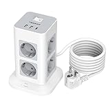 Mehrfachsteckdose Überspannungsschutz 3600W 16A, TESSAN 8 Fach...