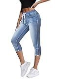 Onsoyours Capri Jeans Damen Sommer Caprihose 3/4 Jeans Caprihose Hohe...