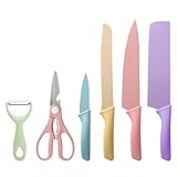 TJ POP Buntes Küchenmesserset 6 PCS, farbiges Messerset mit...