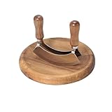 RukaDesign Kräuterbrett aus Akazienholz mit Doppelklinge Wiegemesser...