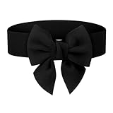 Svnqney Damen Bowknot breiter Gürtel Elastische Vintage große Schleife...