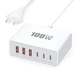 USB C Ladegerät, 100W 6-Port Stecker USBC Netzteil Schnellladegerät USB C...