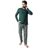 Neti Herren Schlafanzug lang Pyjama Nachtanzug100% Baumwolle M-3XL...