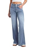 LaiEr Damen Jeans mit Weite Bein Doppelreihen Button Reißverschlussfront...