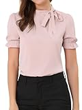 Allegra K Damen Bluse mit Schleife Schluppenbluse Festliche Blusen Kurzarm...