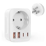 Reiseadapter USA-Adapter USA mit 2 USB 2 Typ-C(3.4A),mit 1 AC,5-in-1 USA...