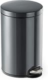 Durable Mülleimer 12L Treteimer Metall rund, mit Absenkautomatik und...