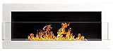 900x400 mm Bio-Ethanolkamin Biokamin Wandkamin weiß Glanz mit Glas + TÜV...
