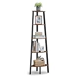 VASAGLE Eckregal, Bücherregal mit 5 Ebenen, Leiterregal,...