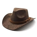 Cowboyhut für Damen Herren Westernhut Cowgirl-Hut Filz Cowboyhüte Fedora...
