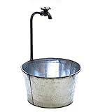 Metall Zinkeimer Silber mit Deko Wasserhahn - 48 x 29 cm - Metalleimer zum...