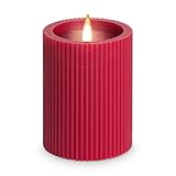 Idena 50158 - LED Kerze ca. 11 x 7,5 cm, Echtwachskerze mit flackerndem...