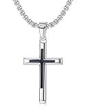 JeweBella Kreuz Kette Herren Damen 925 Sterling Silber Schwarz Kreuz...