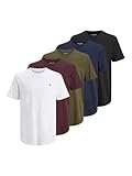 JACK & JONES Herren Rundhals T-Shirt JPRBLABRODY - Regular Fit 5er Pack XS...