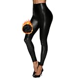 Lishang Damen Kunstleder Leggings High Waist Lederhose Leder Leggings Hose...