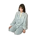 MMRTDJDR Damen-Pyjama-Sets, Winter-Pyjama, warm, Koralle, langärmelig,...