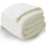 WAVVE Decke Sherpa Kuscheldecke Flauschig Creme - Extra Warme Dicke Weiche...