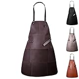 Livorio Premium Lederschürze aus hochwertigem Rauleder - Grillschürze -...