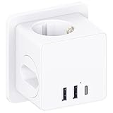 Steckdosenwürfel ohne Kabel mit USB C, Würfel Mehrfachsteckdose mit...