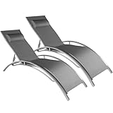 tectake 2er Set Gartenliege, Aluminium Sonnenliege, wetterfest, ideal für...