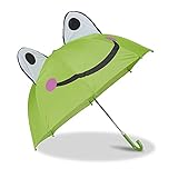 Relaxdays Kinderregenschirm mit 3D Frosch, Regenschirm für Mädchen und...