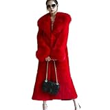 Damen Winter, warm, große Größe, einfarbig, lässig, lang, rot, S