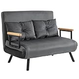 HOMCOM Schlafsofa, Relaxsessel mit Bettfunktion, Gästebett mit Samtoptik,...