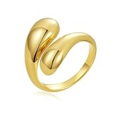 HEEYA Ring Gold Hypoallergen Ringe 18K Vergoldet Offen Verstellbare Ring...
