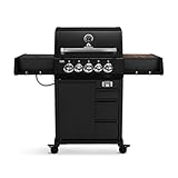 BURNHARD Earl Black 3-Brenner Gasgrill Edelstahl inkl. Heckbrenner, mit...
