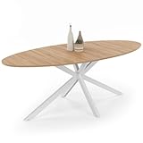 IDMarket - Esstisch, oval, Alix, 10 Personen, Spinnenfuß, Holz und Weiß,...