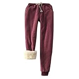 MIN YING Jogginghose für Damen, Winter, warm, Sporthose, lang, Fleece, mit...