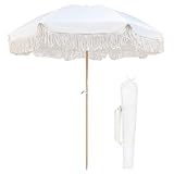 Lefedrasticity Boho-Outdoor-Regenschirm mit Quasten, 1,8 m, Tischschirm...