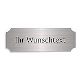 Dekolando Silberfarbenes Schild IHR WUNSCHTEXT - ca. 15 x 5 cm -...