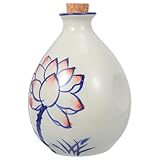 LOORGVEL Keramik Sake Kanne mit Holzverschluss Handbemalter Weinbehälter...
