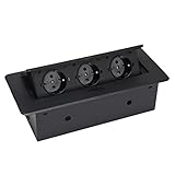 NICCOO Einbausteckdose, 3 Fach Wand Tischsteckdose versenkbar, 220V...