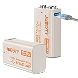 9V blockbatterie Akku (2Stück), Wiederaufladbar 9V Li-Ionen Akku–3600...