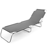 BigDean Sonnenliege klappbar 150 kg belastbar mit 4-Fach Verstellbarer...