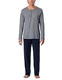 Schiesser Herren Schlafanzug lang Pyjamaset, Blau 800, 56