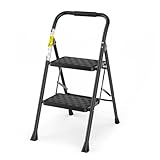 HBTower Trittleiter 2 Stufen Klappbar mit Anti Rutsch Pedal und...